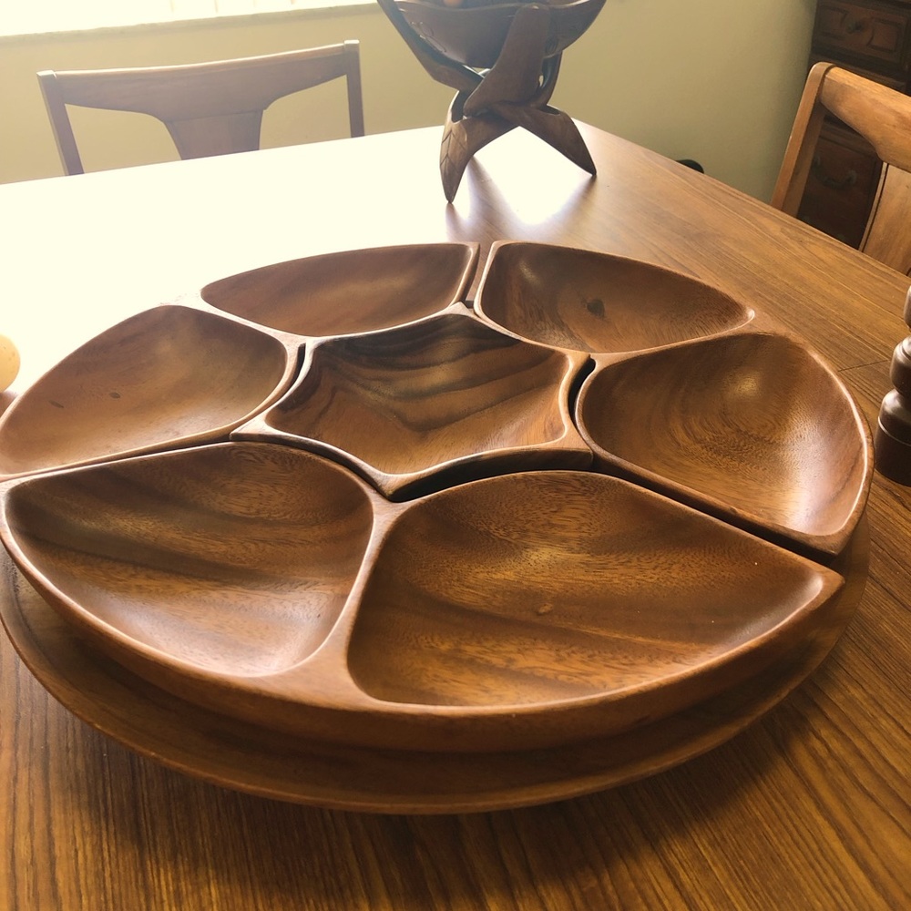 Wood Lazy Susan Mid-Century Modern